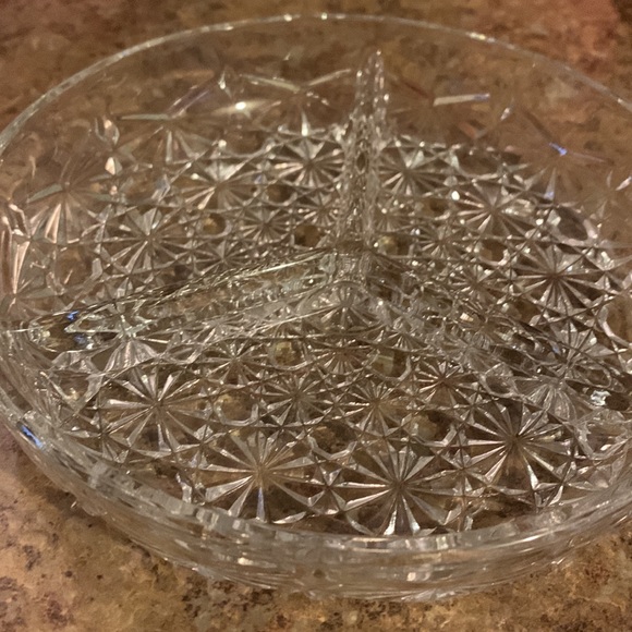 Crystal glass three divider platter - Picture 2 of 5